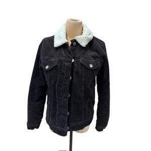 " Forever 21 " Corduroy, Black, Barn Coat, Sherpa, Western,Cowgirl,Farmgirl,Sz M